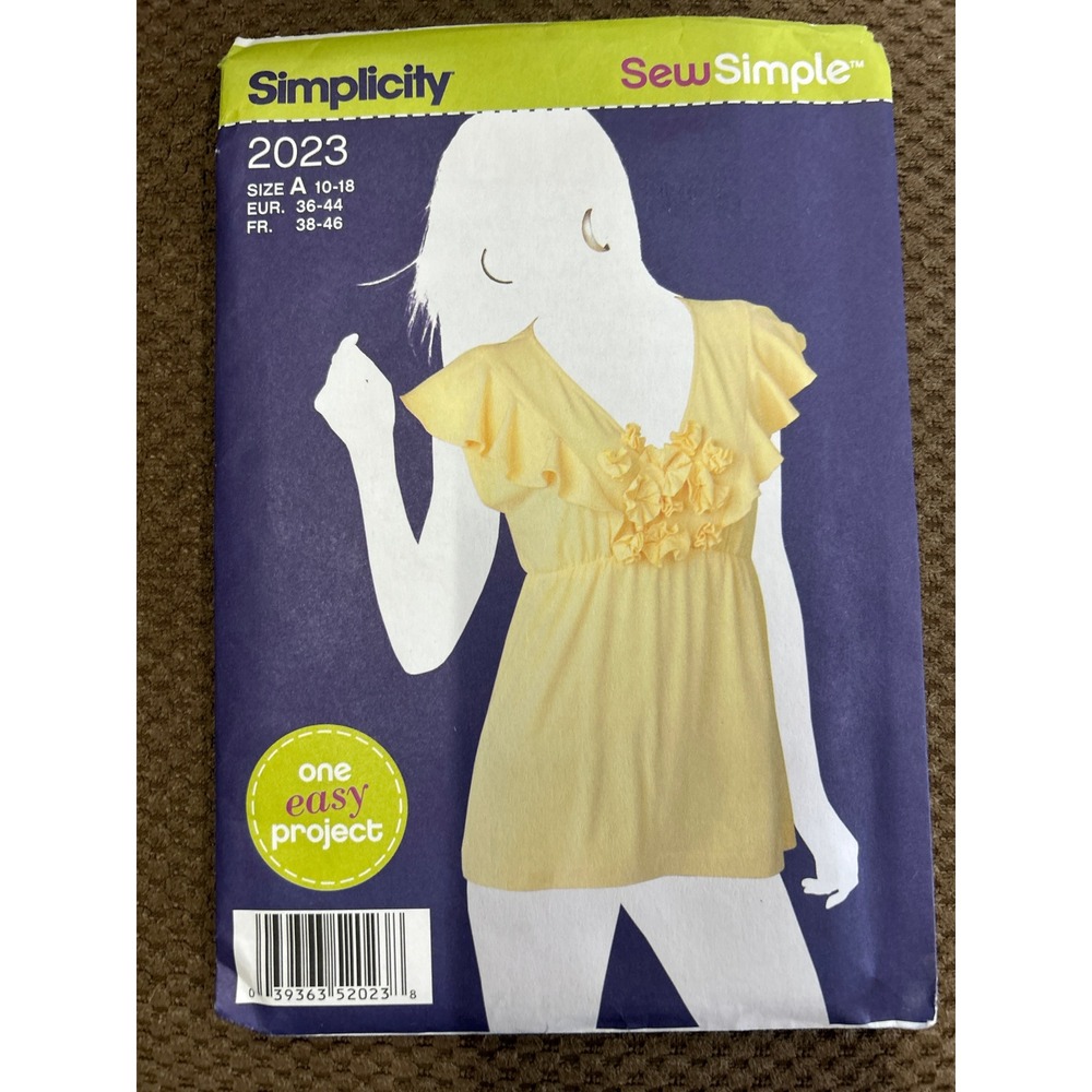 Simplicity 2023 Sew Simple Misses Top Sewing Pattern Size 10-18 Ruffle V Neck